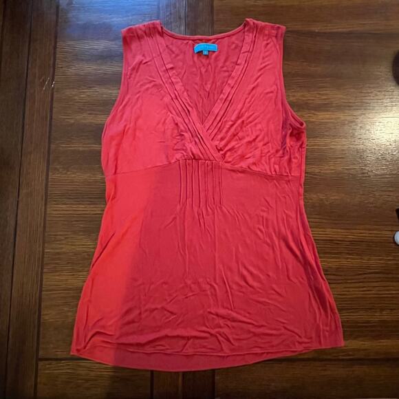 CABLE & GAUGE Super Soft Red Orange Sleeveless Ruched Tank Top Size Small - Picture 4 of 8